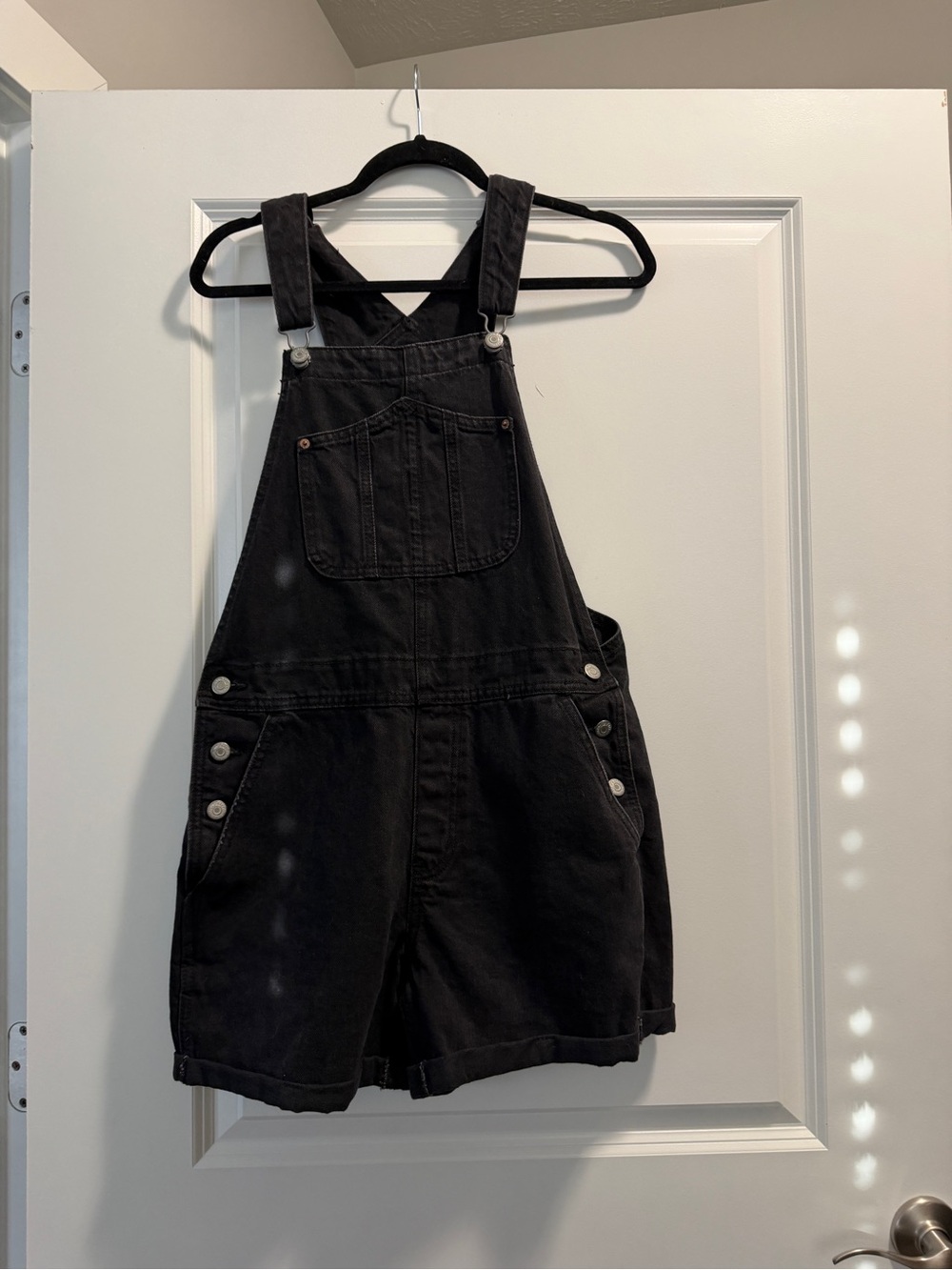 Blank denim overall shorts